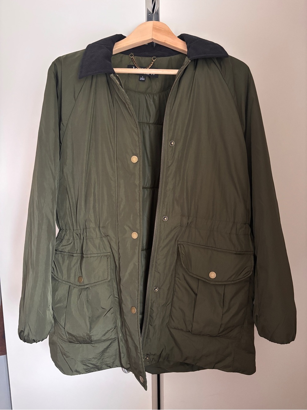 J. Crew Olive Green Utility Jacket with Dark Contrast Collar